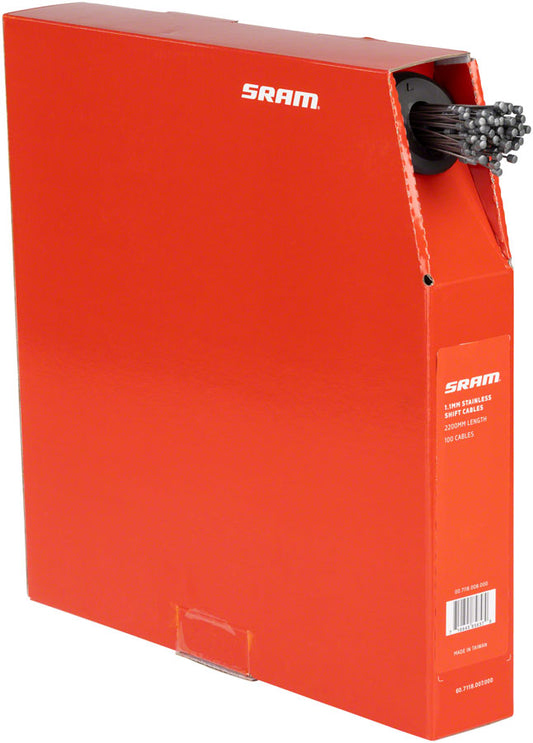 SRAM Stainless Steel Shift Cables - 1.1mm 2200mm Length Silver Box of 100-Goodwynn's