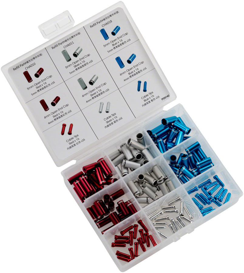 Jagwire Housing End Cap Combo Kit Red / Silver / Blue Alloy-Goodwynn'sGoodwynn's