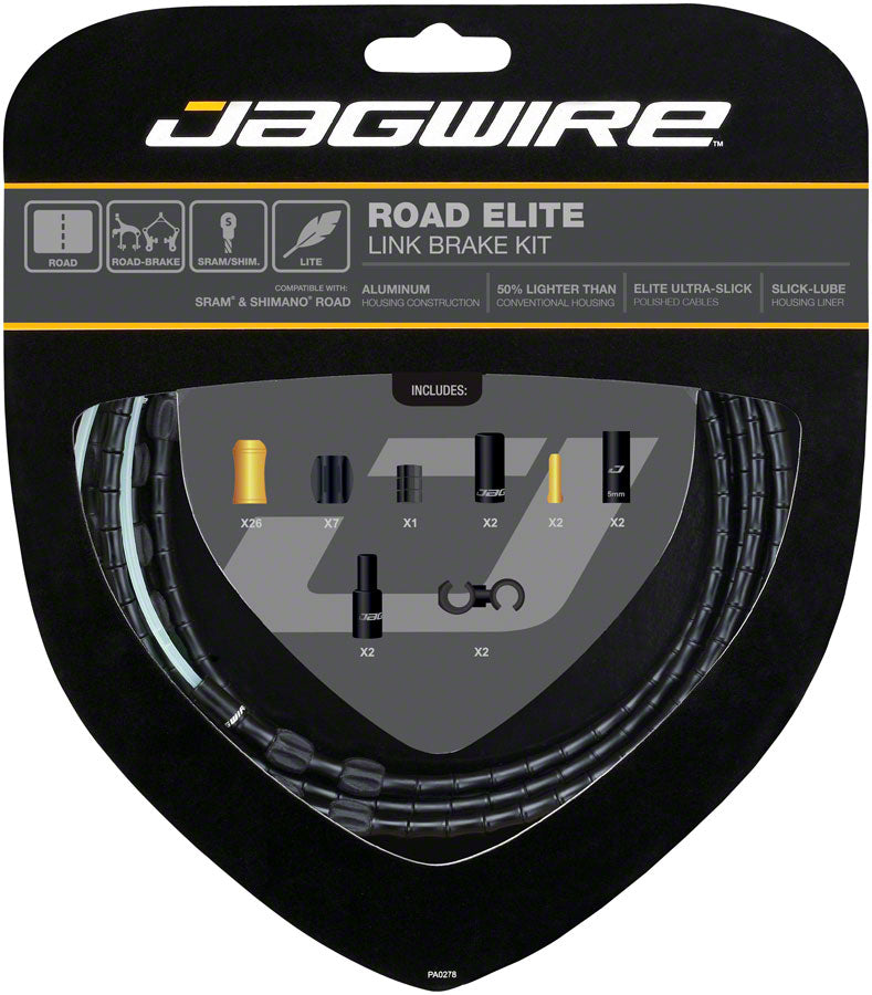 Jagwire Road Elite Link Brake Cable Kit SRAM/Shimano Ultra-Slick Uncoated Cables BLK-Goodwynn&#39;sGoodwynn&#39;s