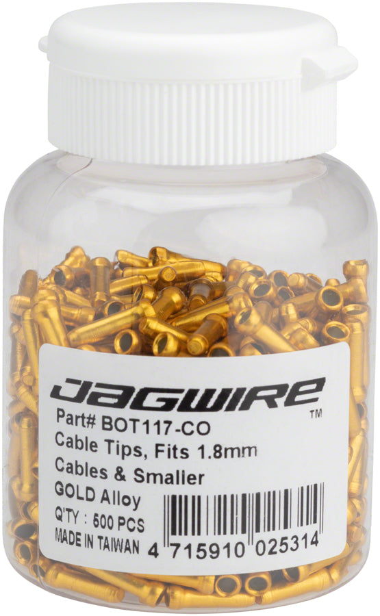 Jagwire 1.8mm Cable End Crimps Gold Bottle/500-Goodwynn'sGoodwynn's