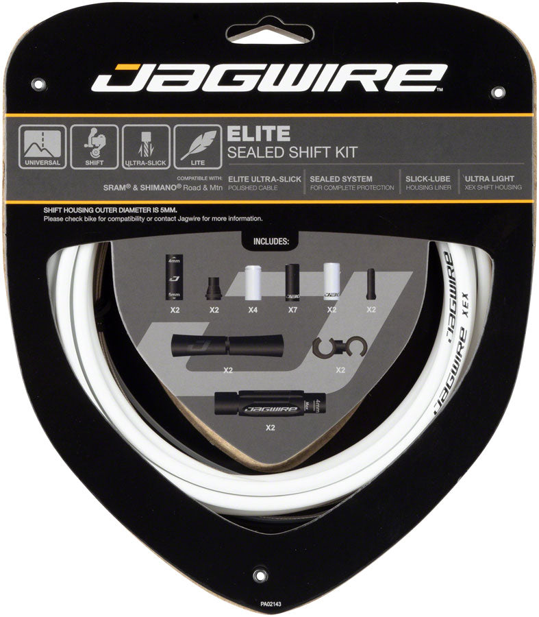 Jagwire Elite Sealed Shift Cable Kit - SRAM/Shimano Ultra-Slick Uncoated Cables White-Goodwynn'sGoodwynn's