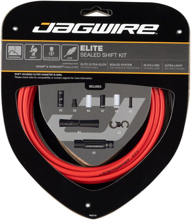 Jagwire Elite Sealed Shift Cable Kit -  SRAM/Shimano Ultra-Slick Uncoated Cables Red-Goodwynn'sGoodwynn's