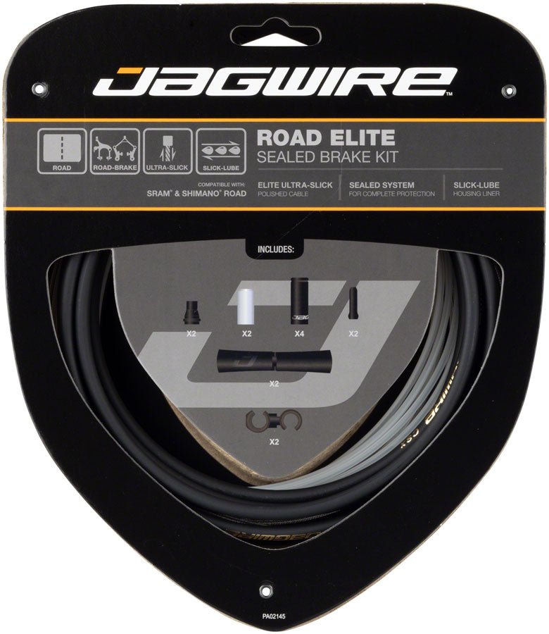 Jagwire Road Elite Sealed Brake Cable Kit - SRAM/Shimano Ultra-Slick Uncoated Cables BLK-Goodwynn'sGoodwynn's