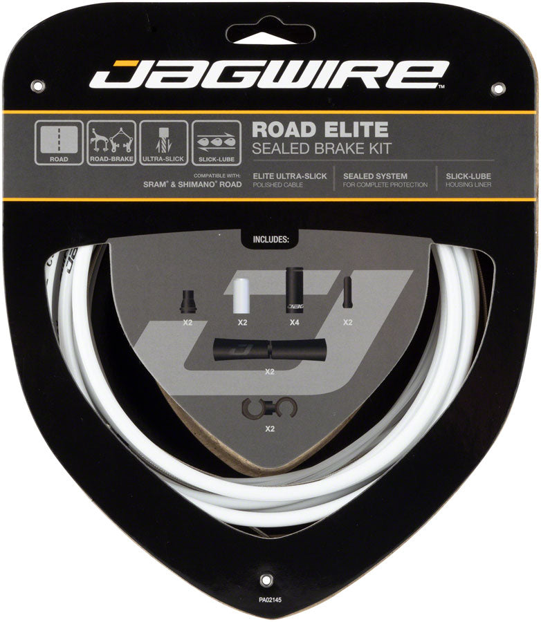 Jagwire Road Elite Sealed Brake Cable Kit - SRAM/Shimano Ultra-Slick Uncoated Cables White-Goodwynn'sGoodwynn's
