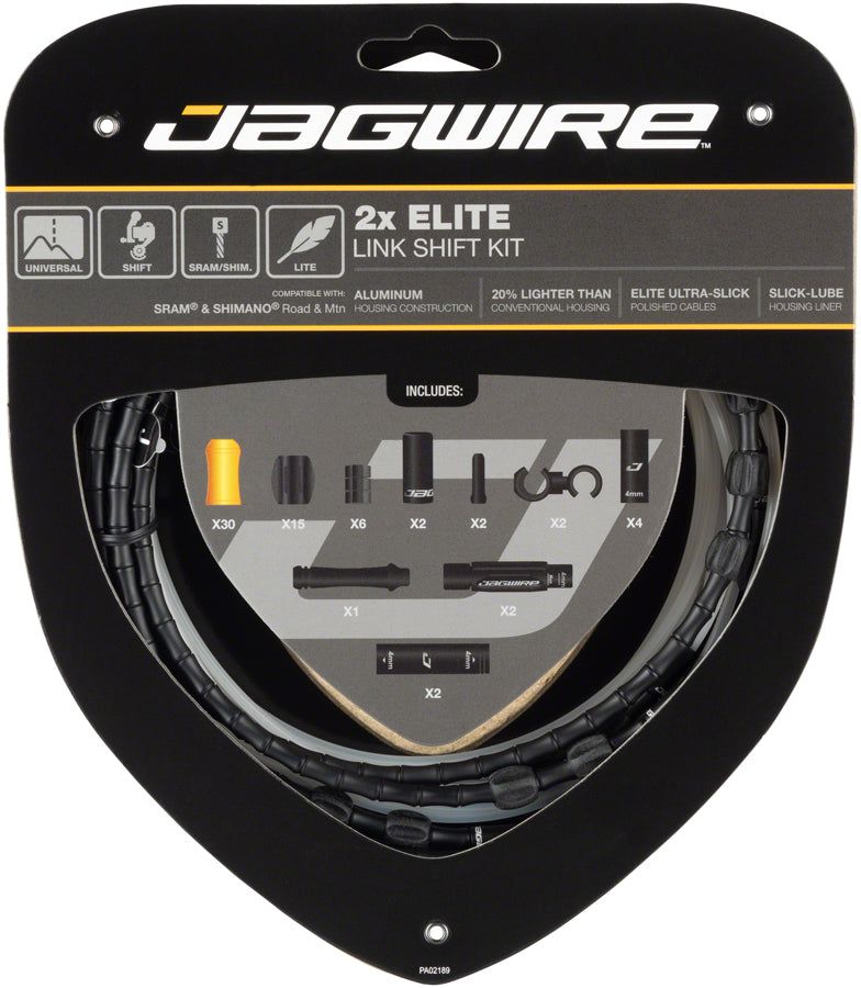 Jagwire 2x Elite Link Shift Cable Kit SRAM/Shimano Polished Ultra-Slick Cables BLK-Goodwynn'sGoodwynn's