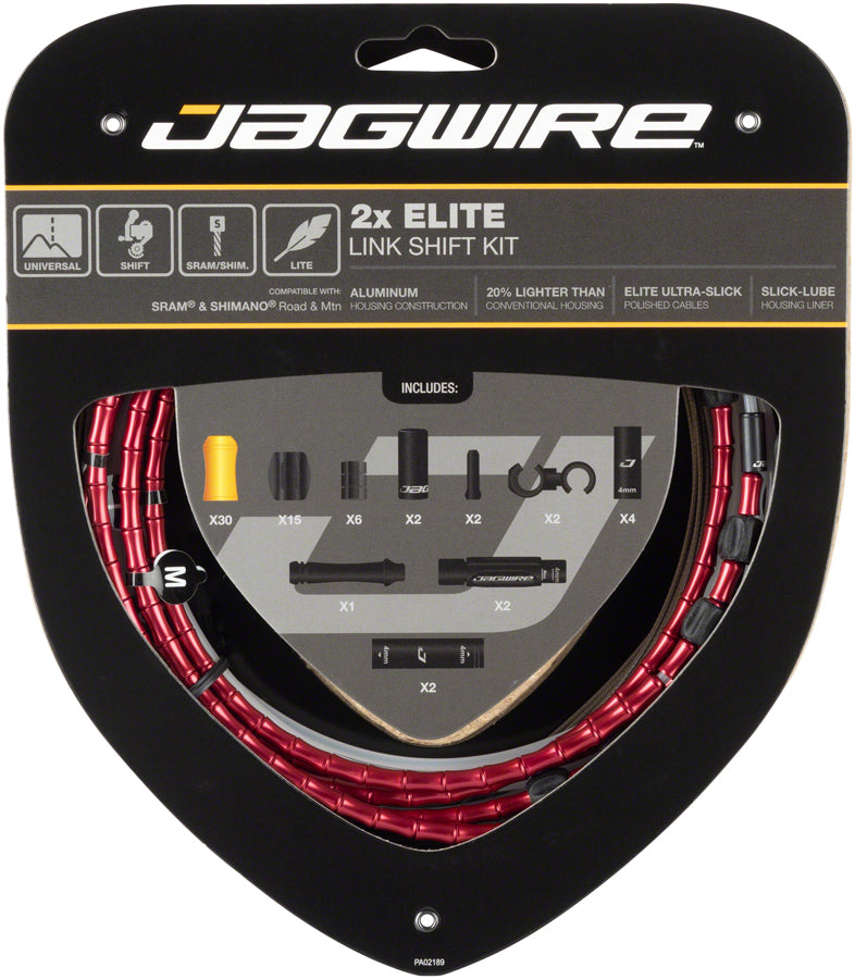 Jagwire 2x Elite Link Shift Cable Kit SRAM/Shimano Polished Ultra-Slick Cables Red-Goodwynn'sGoodwynn's