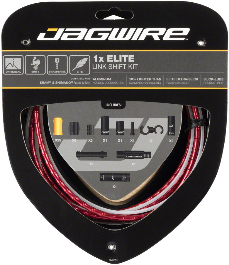 Jagwire 1x Elite Link Shift Cable Kit SRAM/Shimano Polished Ultra-Slick Cable Red-Goodwynn'sGoodwynn's