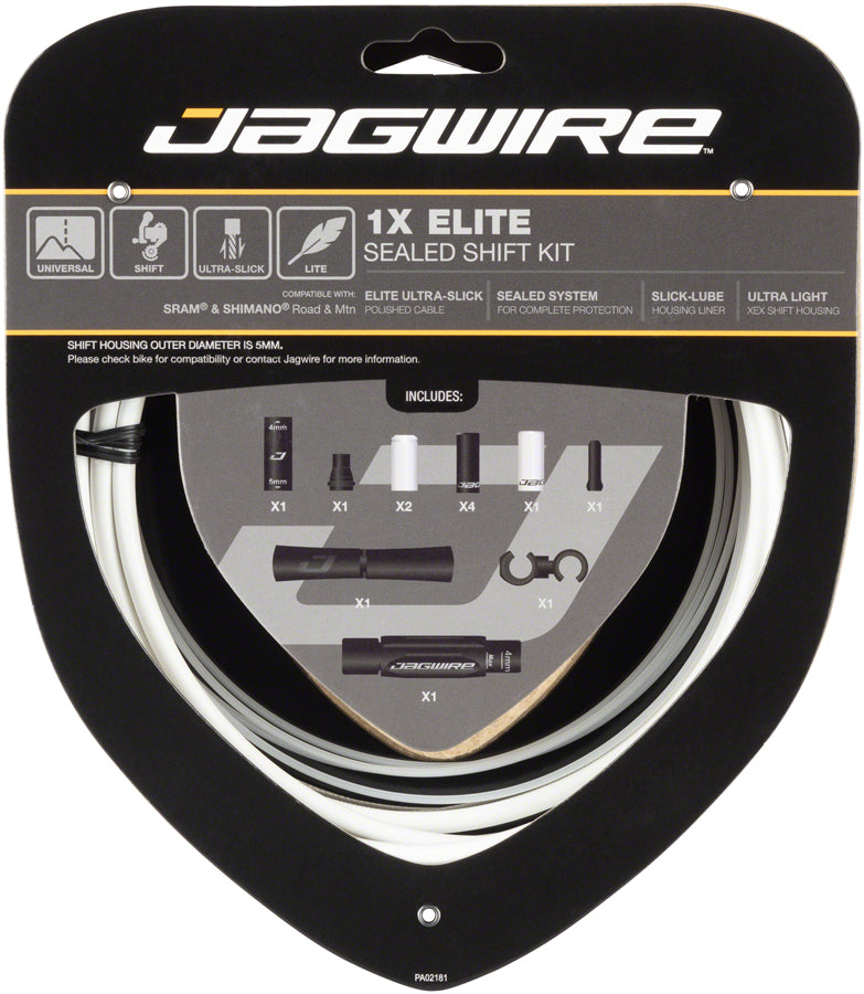 Jagwire 1x Elite Sealed Shift Cable Kit - SRAM/Shimano Polished Ultra-Slick Cables White-Goodwynn'sGoodwynn's