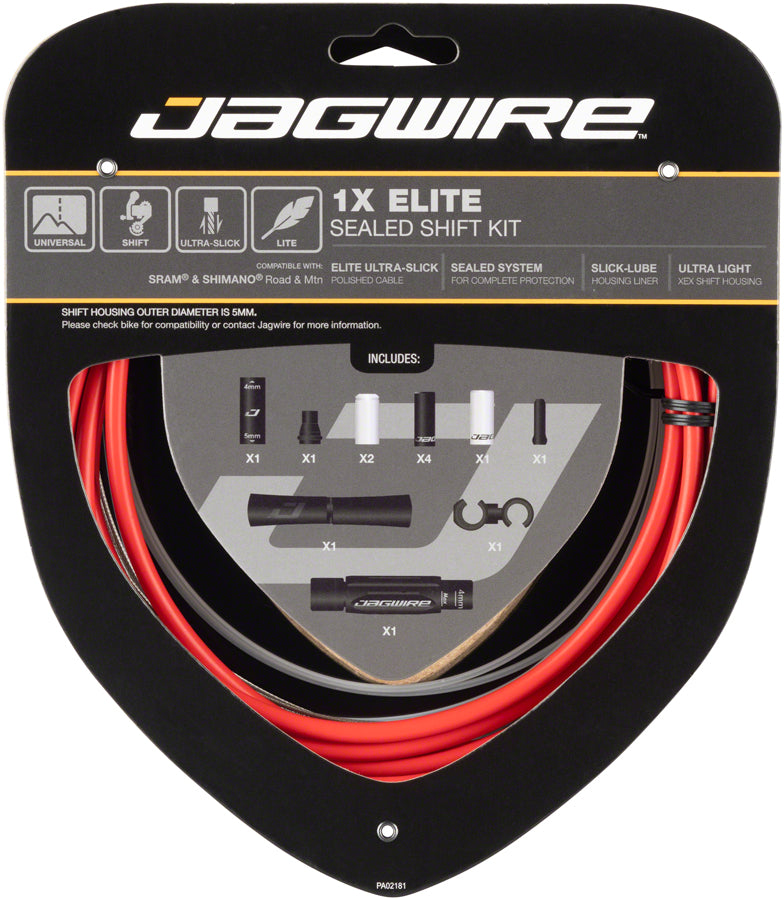 Jagwire 1x Elite Sealed Shift Cable Kit - SRAM/Shimano Polished Ultra-Slick Cables Red-Goodwynn'sGoodwynn's