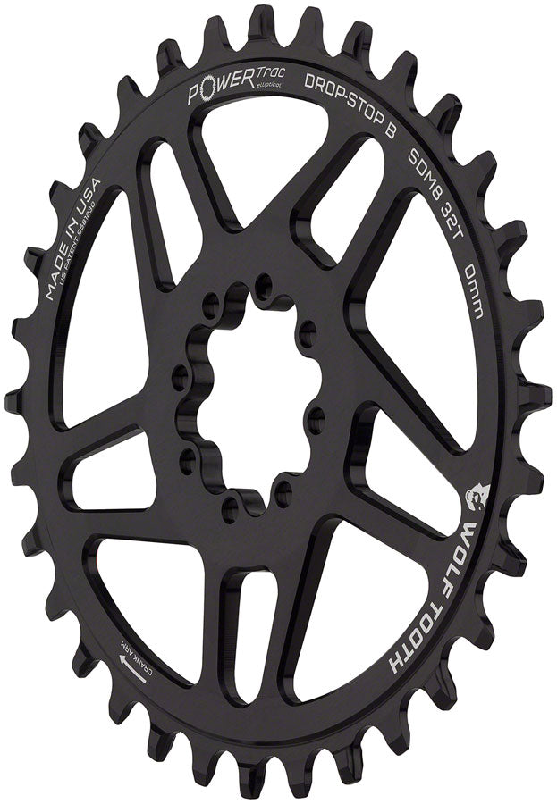 Wolf Tooth Elliptical Direct Mount Chainring - 32t SRAM Direct Mount Drop-Stop B For SRAM 8-Bolt Cranksets 0mm Offset BLK-Goodwynn'sGoodwynn's