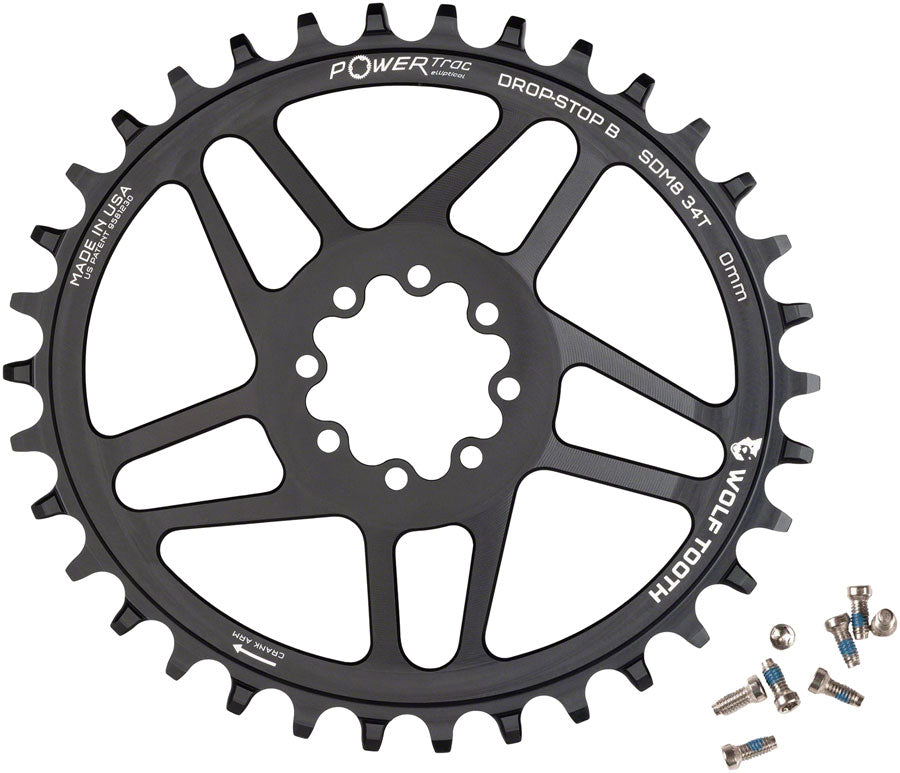 Wolf Tooth Elliptical Direct Mount Chainring - 34t SRAM Direct Mount Drop-Stop B For SRAM 8-Bolt Cranksets 0mm Offset BLK-Goodwynn'sGoodwynn's