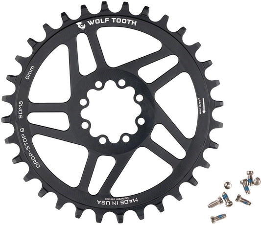 Wolf Tooth Direct Mount Chainring - 36t SRAM Direct Mount Drop-Stop B For SRAM 8-Bolt Cranksets 0mm Offset BLK-Goodwynn's