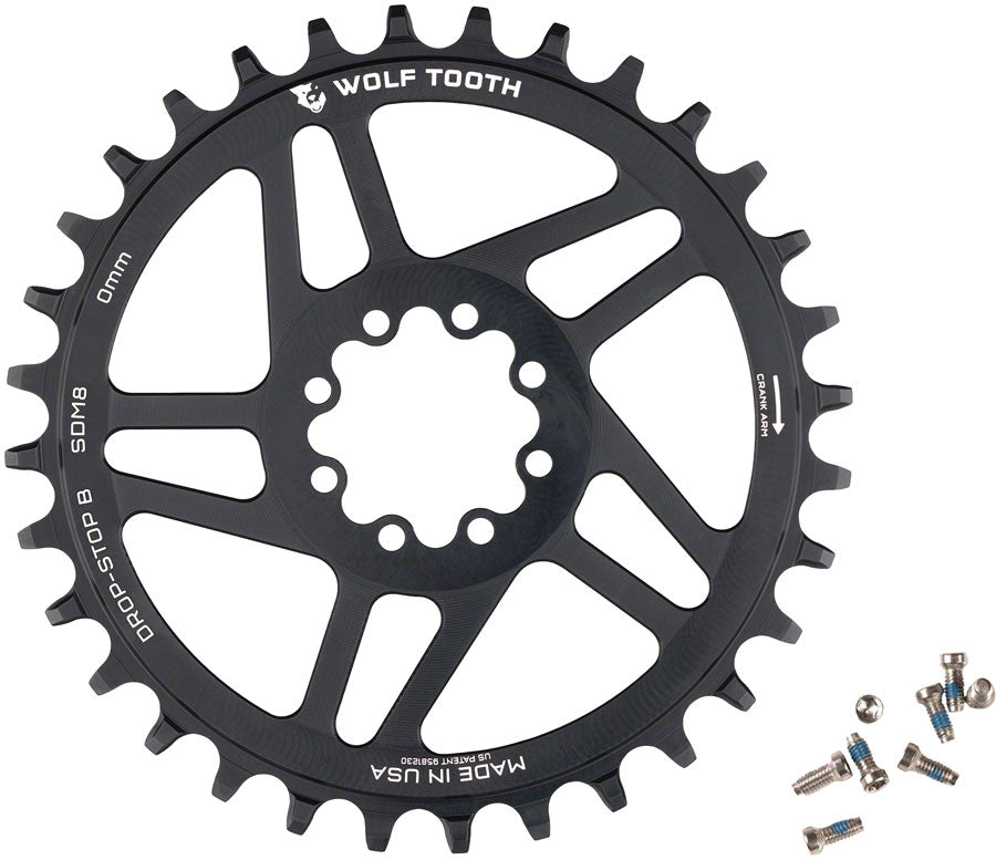 Wolf Tooth Direct Mount Chainring - 32t SRAM Direct Mount Drop-Stop B For SRAM 8-Bolt Cranksets 0mm Offset BLK-Goodwynn'sGoodwynn's
