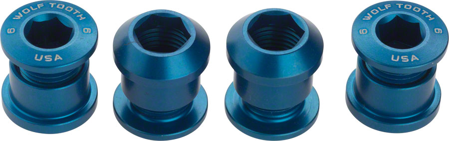 Wolf Tooth 1x Chainring Bolt Set - 6mm Dual Hex Fittings Set/4 Blue-Goodwynn'sGoodwynn's