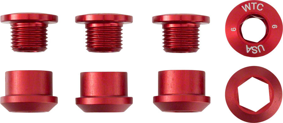 Wolf Tooth 1x Chainring Bolt Set - 6mm Dual Hex Fittings Set/4 Red-Goodwynn'sGoodwynn's