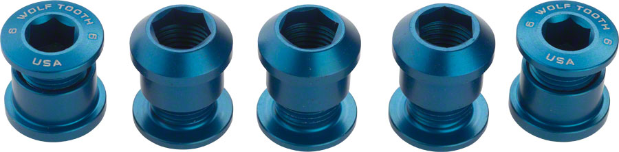 Wolf Tooth 1x Chainring Bolt Set - 6mm Dual Hex Fittings Set/5 Blue-Goodwynn'sGoodwynn's