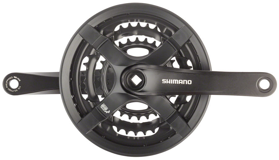 Shimano Tourney FC-TY501 Crankset - 175mm 6/7/8-Speed 48/38/28t Riveted Square Taper JIS Spindle Interface BLK-Goodwynn'sGoodwynn's