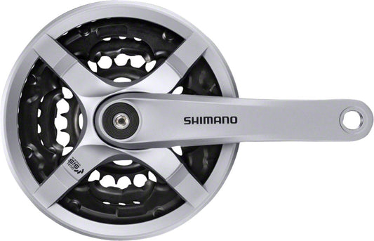 Shimano Tourney FC-TY501 Crankset - 170mm 6/7/8-Speed 42/34/24t Riveted Square Taper JIS Spindle Interface Silver-Goodwynn's