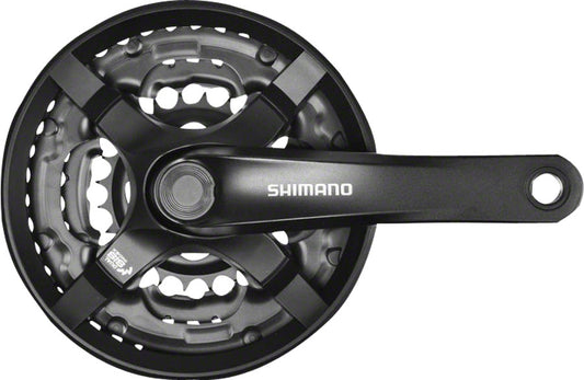 Shimano Tourney FC-TY501 Crankset - 170mm 6/7/8-Speed 48/38/28t Riveted Square Taper JIS Spindle Interface BLK-Goodwynn's