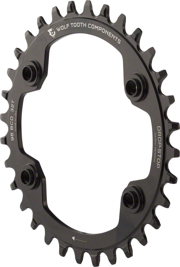 Wolf Tooth 96 BCD Chainring - 32t 96 Asymmetric BCD 4-Bolt Drop-Stop For Shimano XTR M9000 M9020 Cranks BLK-Goodwynn'sGoodwynn's