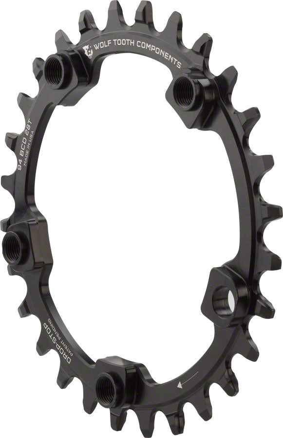 Wolf Tooth 94 BCD Chainring - 28t 94 BCD 5-Bolt Drop-Stop Black-Goodwynn'sGoodwynn's