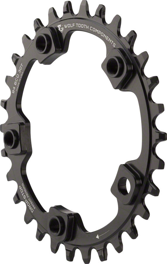 Wolf Tooth 94 BCD Chainring - 30t 94 BCD 5-Bolt Drop-Stop Black-Goodwynn'sGoodwynn's