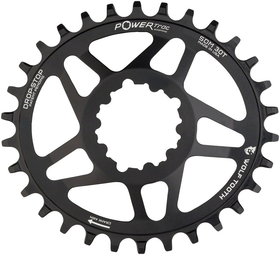 Wolf Tooth Elliptical Direct Mount Chainring - 30t SRAM Direct Mount Drop-Stop For SRAM 3-Bolt Cranksets 6mm Offset BLK-Goodwynn'sGoodwynn's