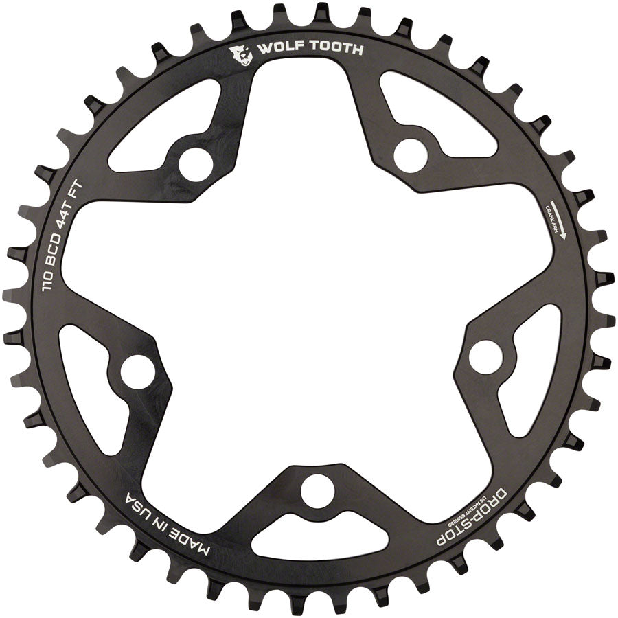 Wolf Tooth 110 BCD Cyclocross Road Chainring - 42t 110 BCD 5-Bolt Drop-Stop 10/11/12-Speed Eagle Flattop Compatible BLK-Goodwynn'sGoodwynn's