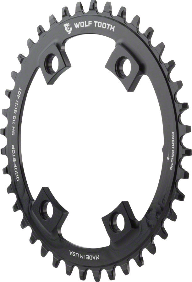 Wolf Tooth Shimano 110 Asymmetric BCD Chainring - 42t 110 Asymmetric BCD 4-Bolt Drop-Stop For Shimano Cranks BLK-Goodwynn'sGoodwynn's