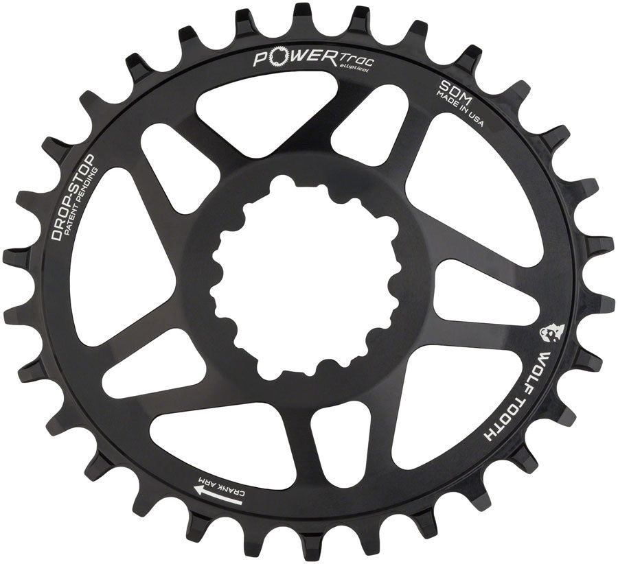 Wolf Tooth Elliptical Direct Mount Chainring - 28t SRAM Direct Mount Drop-Stop For SRAM 3-Bolt Cranksets 6mm Offset BLK-Goodwynn'sGoodwynn's