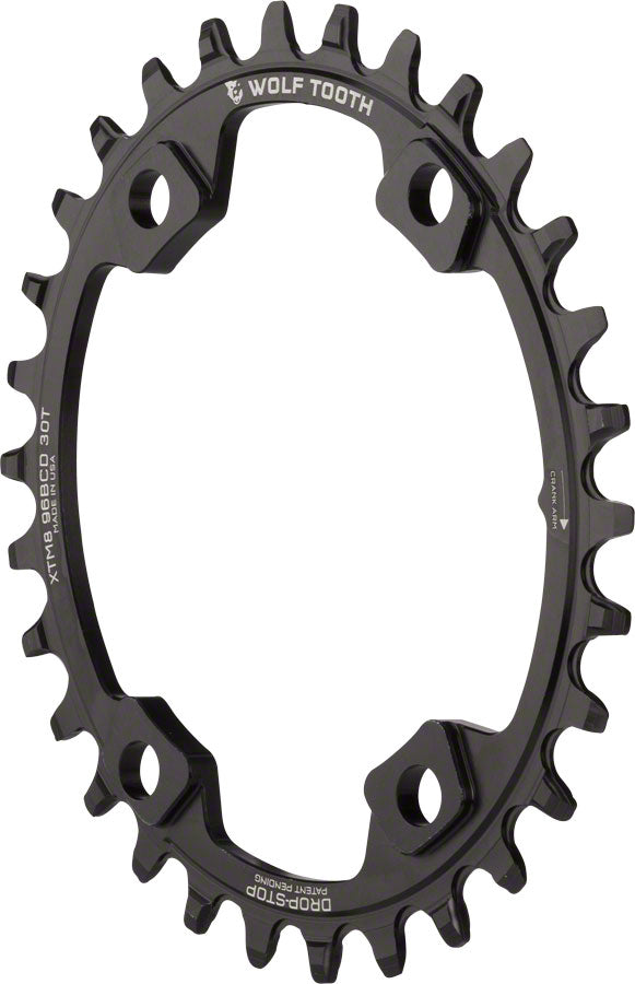 Wolf Tooth Elliptical 96 BCD Chainring - 30t 96 Asymmetric BCD 4-Bolt Drop-Stop For Shimano XT M8000 SLX M7000 Cranks BLK-Goodwynn'sGoodwynn's