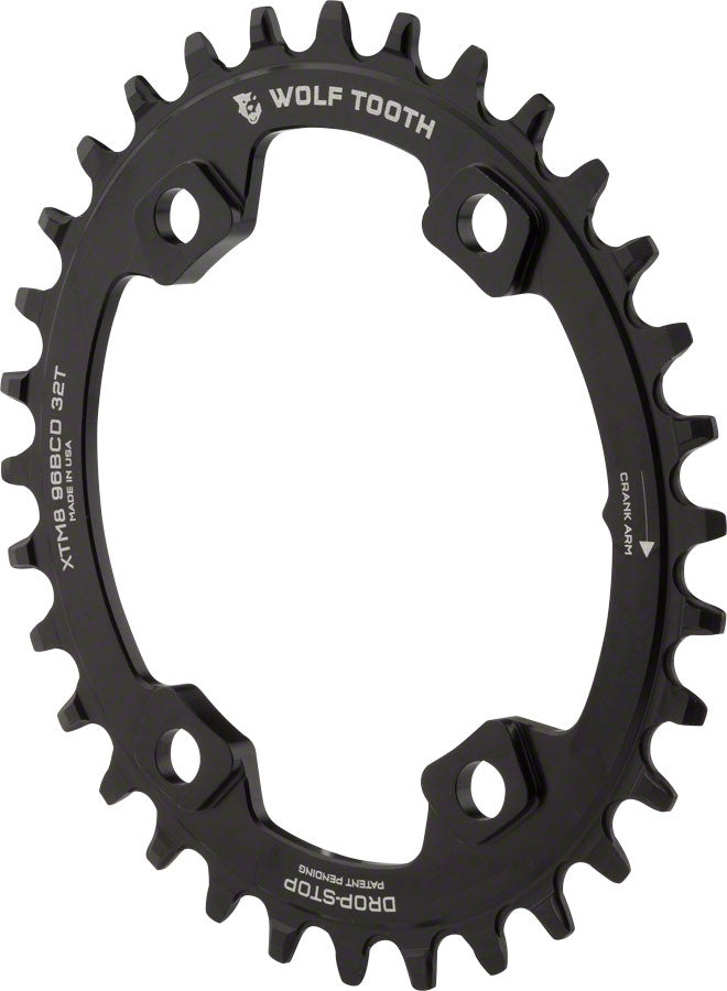 Wolf Tooth Elliptical 96 BCD Chainring - 32t 96 Asymmetric BCD 4-Bolt Drop-Stop For Shimano XT M8000 SLX M7000 Cranks BLK-Goodwynn'sGoodwynn's