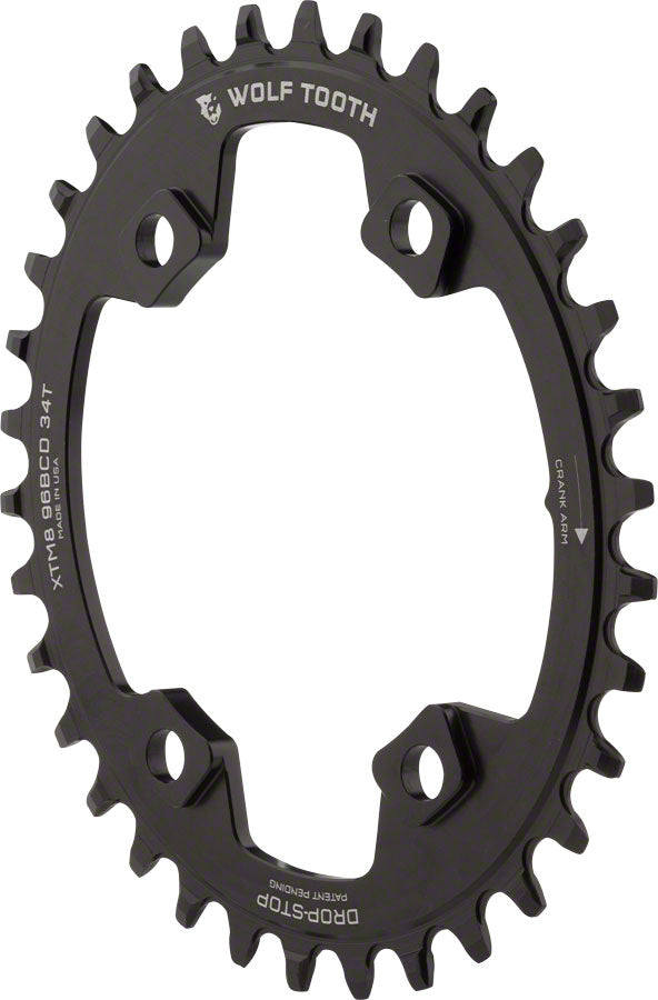 Wolf Tooth Elliptical 96 BCD Chainring - 34t 96 Asymmetric BCD 4-Bolt Drop-Stop For Shimano XT M8000 SLX M7000 Cranks BLK-Goodwynn'sGoodwynn's