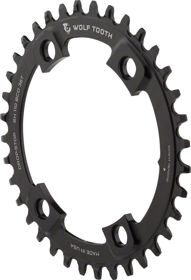 Wolf Tooth Shimano 110 Asymmetric BCD Chainring - 36t 110 Asymmetric BCD 4-Bolt Drop-Stop For Shimano Cranks BLK-Goodwynn'sGoodwynn's