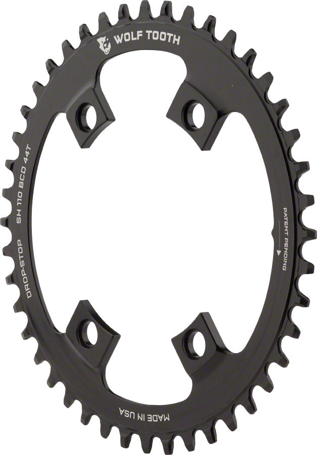 Wolf Tooth Shimano 110 Asymmetric BCD Chainring - 44t 110 Asymmetric BCD 4-Bolt Drop-Stop For Shimano Cranks BLK-Goodwynn'sGoodwynn's