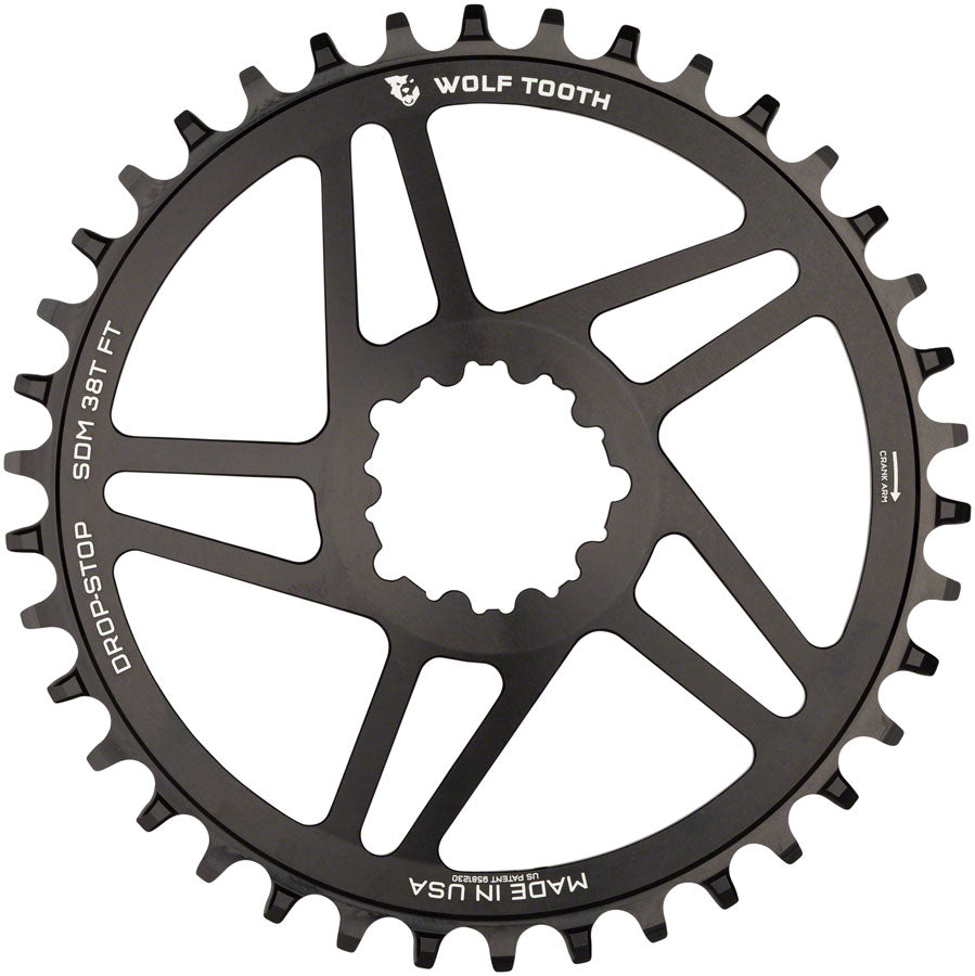 Wolf Tooth Direct Mount Chainring - 38t SRAM Direct Mount For SRAM 3-Bolt 6mm Offset Drop-Stop B Flattop Compatible BLK-Goodwynn'sGoodwynn's