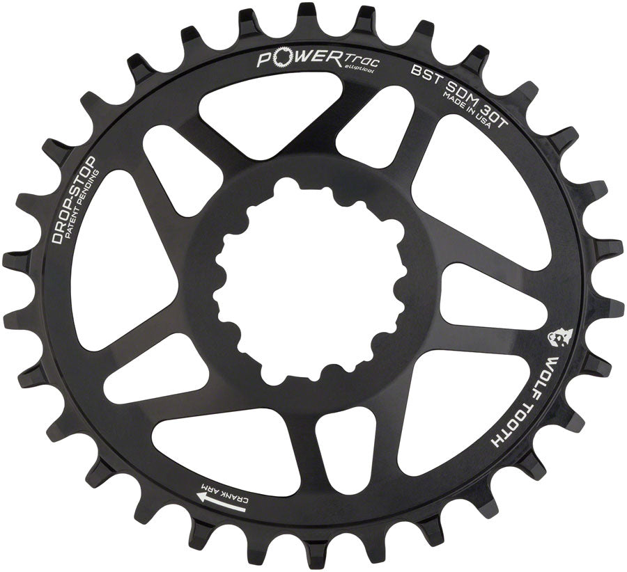 Wolf Tooth Elliptical Direct Mount Chainring - 30t SRAM Direct Mount Drop-Stop A For SRAM 3-Bolt Boost Cranksets 3mm Offset BLK-Goodwynn'sGoodwynn's