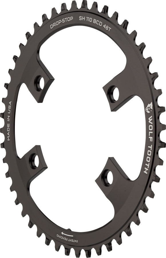 Wolf Tooth Shimano 110 Asymmetric BCD Chainring - 48t 110 Asymmetric BCD 4-Bolt Drop-Stop For Shimano Cranks BLK-Goodwynn'sGoodwynn's