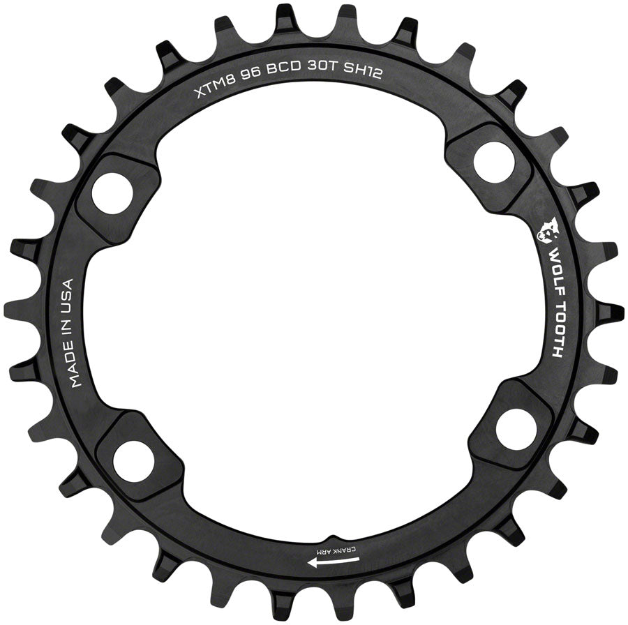 Wolf Tooth 96 BCD Chainring - 32t 96 Asymmetric BCD 4-Bolt For Shimano M8000/M7000 Cranks Requires 12-Speed Hyperglide+ Chain BLK-Goodwynn'sGoodwynn's
