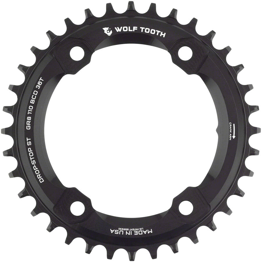 Wolf Tooth Shimano 110 Asymmetric BCD Chainring - 36t 110 Asymmetric BCD 4-Bolt Drop-Stop ST For Shimano GRX Cranks BLK-Goodwynn'sGoodwynn's