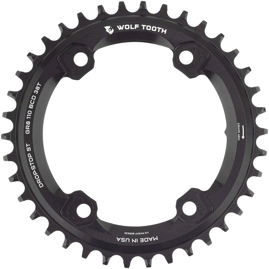 Wolf Tooth Shimano 110 Asymmetric BCD Chainring - 38t 110 Asymmetric BCD 4-Bolt Drop-Stop ST For Shimano GRX Cranks BLK-Goodwynn'sGoodwynn's
