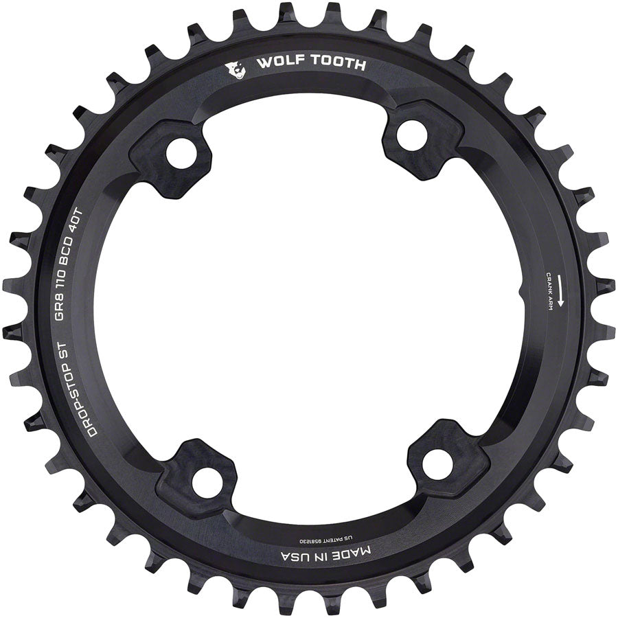 Wolf Tooth Shimano 110 Asymmetric BCD Chainring - 40t 110 Asymmetric BCD 4-Bolt Drop-Stop ST For Shimano GRX Cranks BLK-Goodwynn'sGoodwynn's