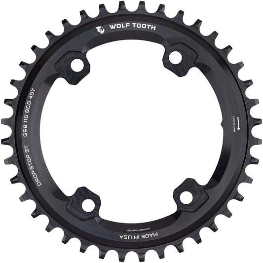 Wolf Tooth Shimano 110 Asymmetric BCD Chainring - 40t 110 Asymmetric BCD 4-Bolt Drop-Stop ST For Shimano GRX Cranks BLK-Goodwynn's