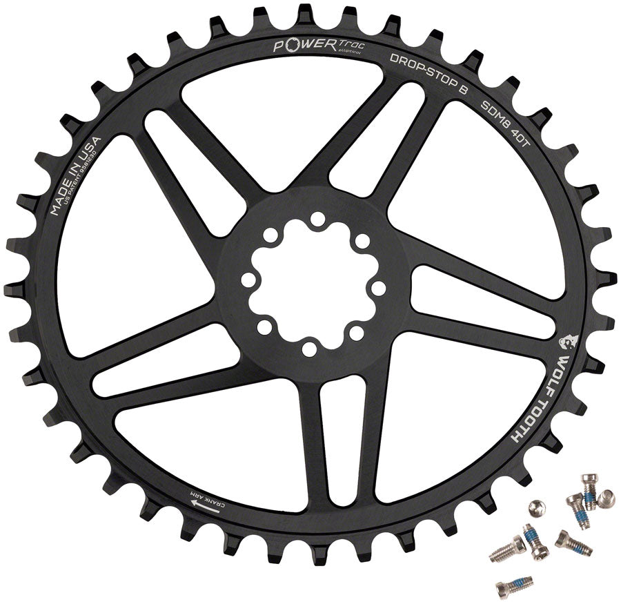 Wolf Tooth Elliptical Direct Mount Chainring - 44t SRAM Direct Mount Drop-Stop B For SRAM 8-Bolt Cranksets 6mm Offset BLK-Goodwynn'sGoodwynn's