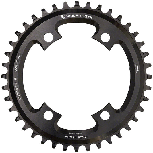 Wolf Tooth 107 BCD Chainring - 44t Compatible SRAM 107 BCD Drop-Stop B 4-Bolt BLK-Goodwynn's