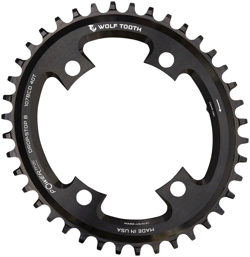 Wolf Tooth Elliptical 107 BCD Chainring - 40t Compatible SRAM 107 BCD Drop-Stop B 4-Bolt BLK-Goodwynn'sGoodwynn's