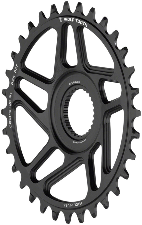 Wolf Tooth Bosch Gen 4 Direct Mount Chainring - Drop-Stop ST 32T Black-Goodwynn'sGoodwynn's