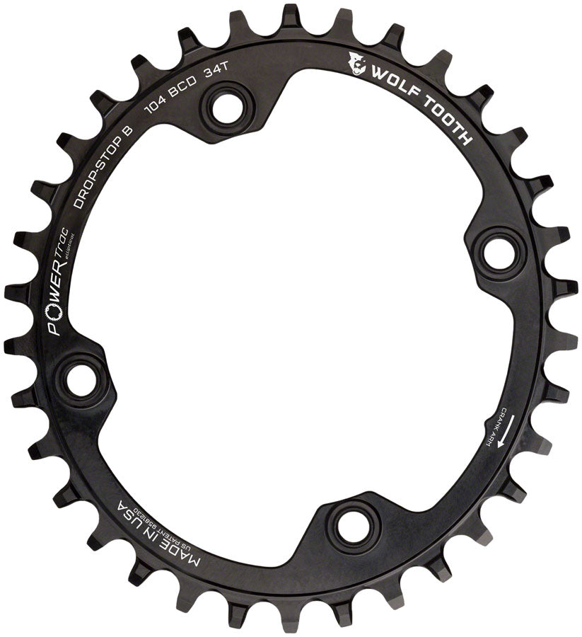 Wolf Tooth Elliptical 104 BCD Chainring - 34t 104 BCD 4-Bolt Drop-Stop B BLK-Goodwynn'sGoodwynn's
