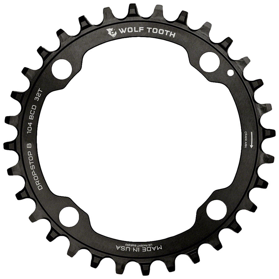 Wolf Tooth 104 BCD Chainring - 32t 104 BCD 4-Bolt Drop-Stop B Black-Goodwynn'sGoodwynn's
