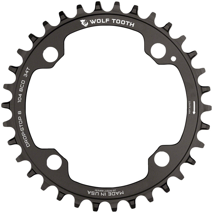 Wolf Tooth 104 BCD Chainring - 30t 104 BCD 4-Bolt Drop-Stop B Black-Goodwynn'sGoodwynn's
